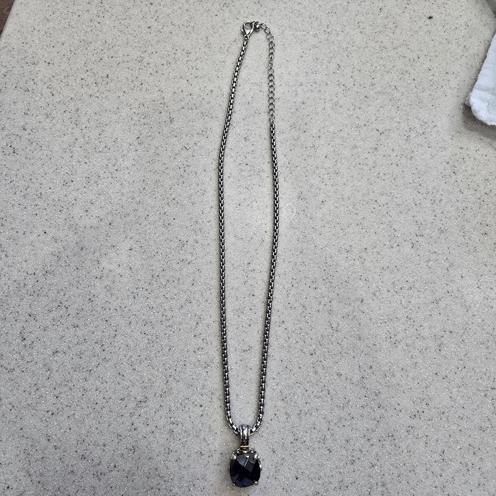 Vintage Two-tone  Stunning Black  CZ   Renaissance Revival  Adjustabl  Necklace